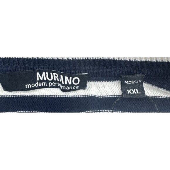 Murano Modern Performance Men’s BLACK IVORY Striped Long Sleeve Sweater Sz XXL - Picture 7 of 11